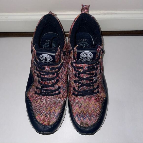 NFN Gourmet Trainer Sneakers Colorful Knit on Navy Men's Size 11 - Picture 4 of 10